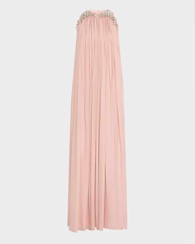 The Pearl Waterfall Embellished Silk Gown